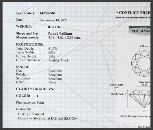 Brillant 585 Gold Anhänger, 0,37ct; DGI Zertifikat